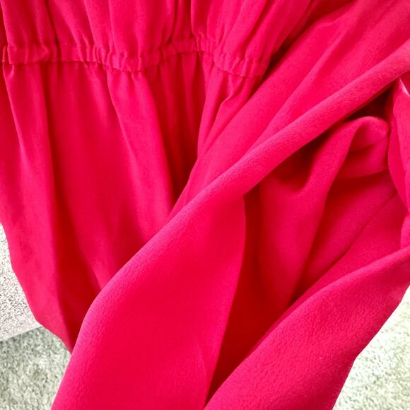 Vintage Horchow Sz 12 Dress 100% Silk Red With Black Accents Drop Waist Sh Pads - Picture 16 of 16